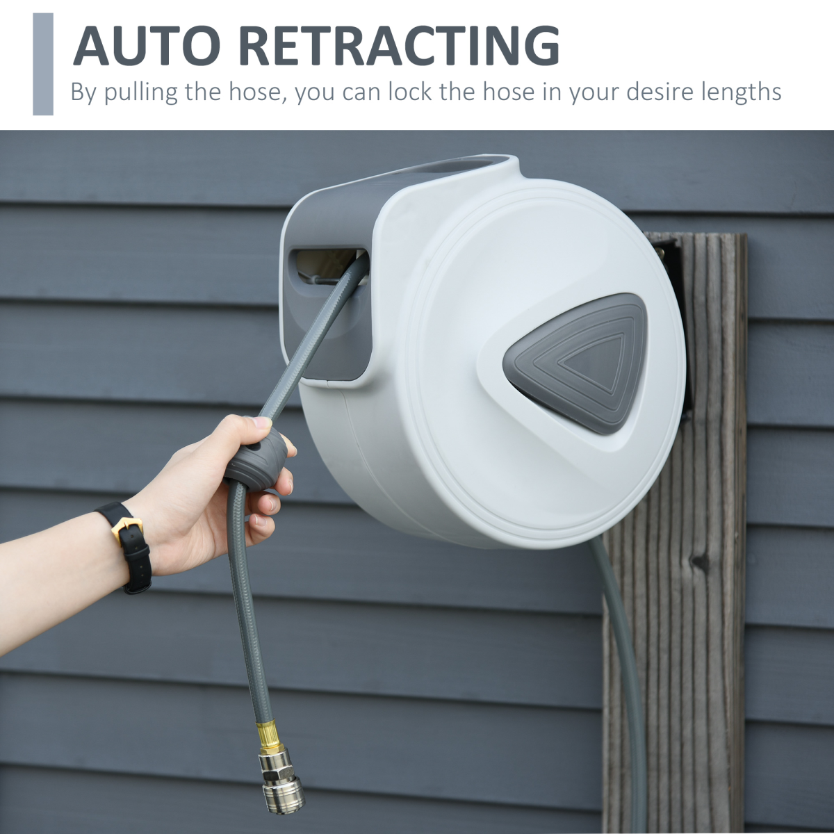 Retractable Air Hose Reel 10m+90cm Hose Diameter 3/8" 9.5mm Hose Connector 1/4"