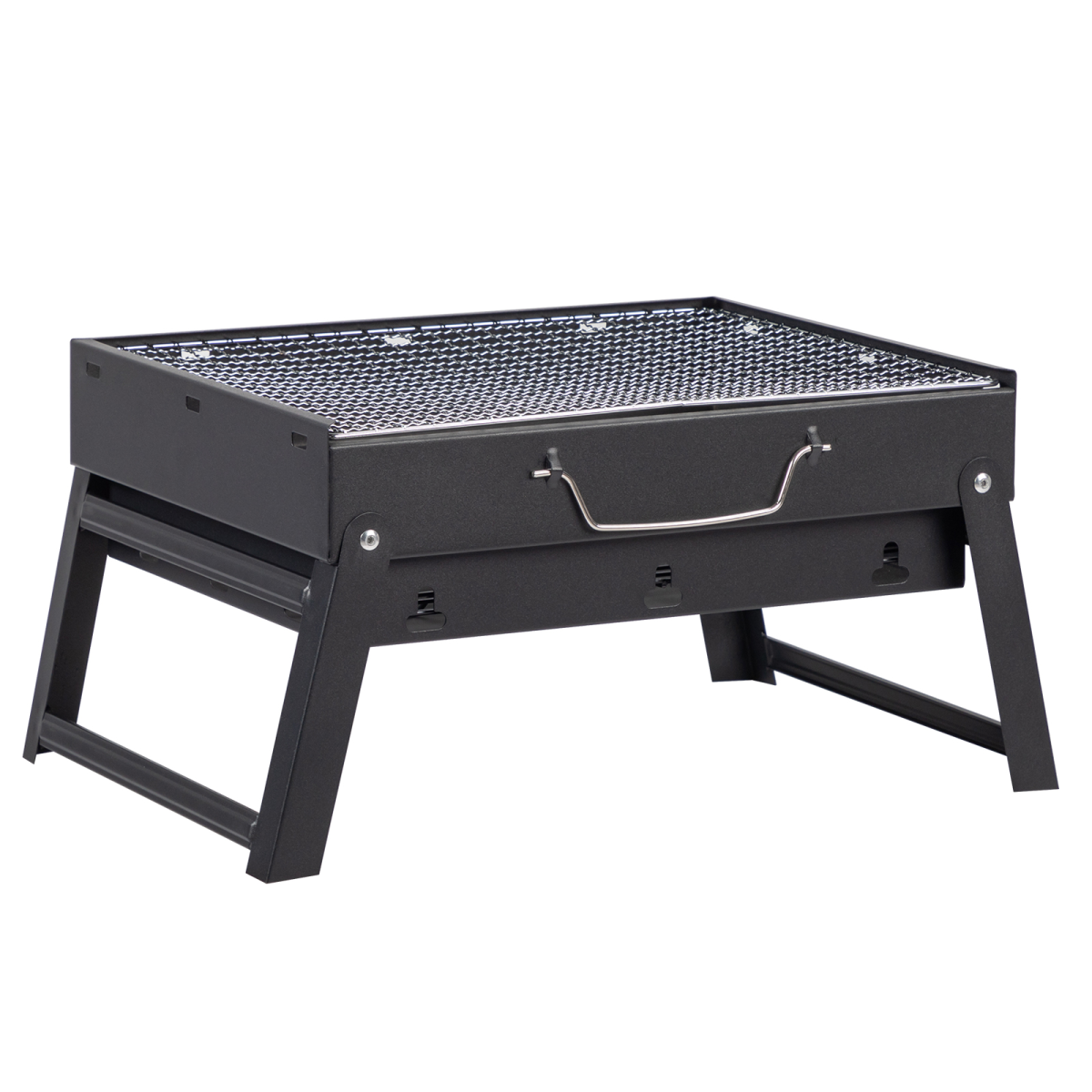 Portable BBQ Grill with Folding Feet, Compact and Lightweight Charcoal Grill for Outdoor Camping, Backyard, Picnic, Beach Party, and Family Outings