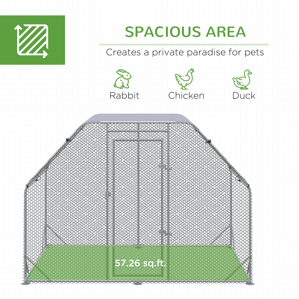 Chicken Run W/ Roof, Walk In Chicken Coop for 4-6 Chickens, Hen House
