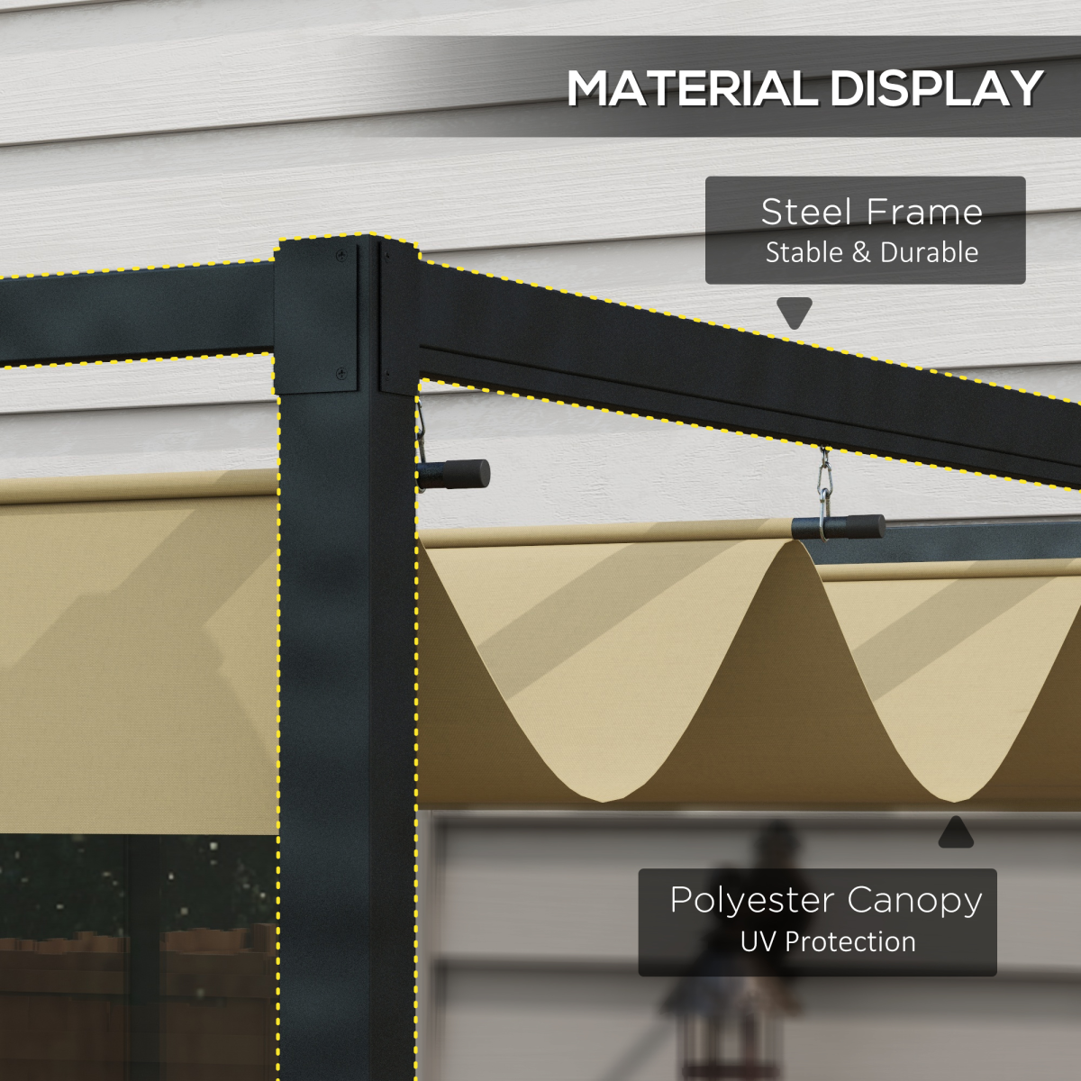 Outsunny 3x2m Metal Pergola Gazebo Patio Sun Shelter Retractable Canopy Khaki