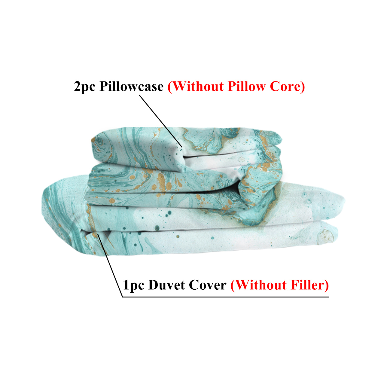 Chic Girly Marble Duvet Cover Mint Gold Glitter Turquoise Bedding Comforter Set Abstract Aqua Teel Blue Duvet Cover(Single)