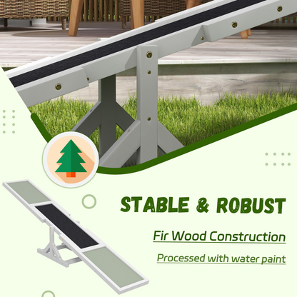 PawHut Wooden Pet Seesaw for Big Dogs with Anti-Slip Surface, White