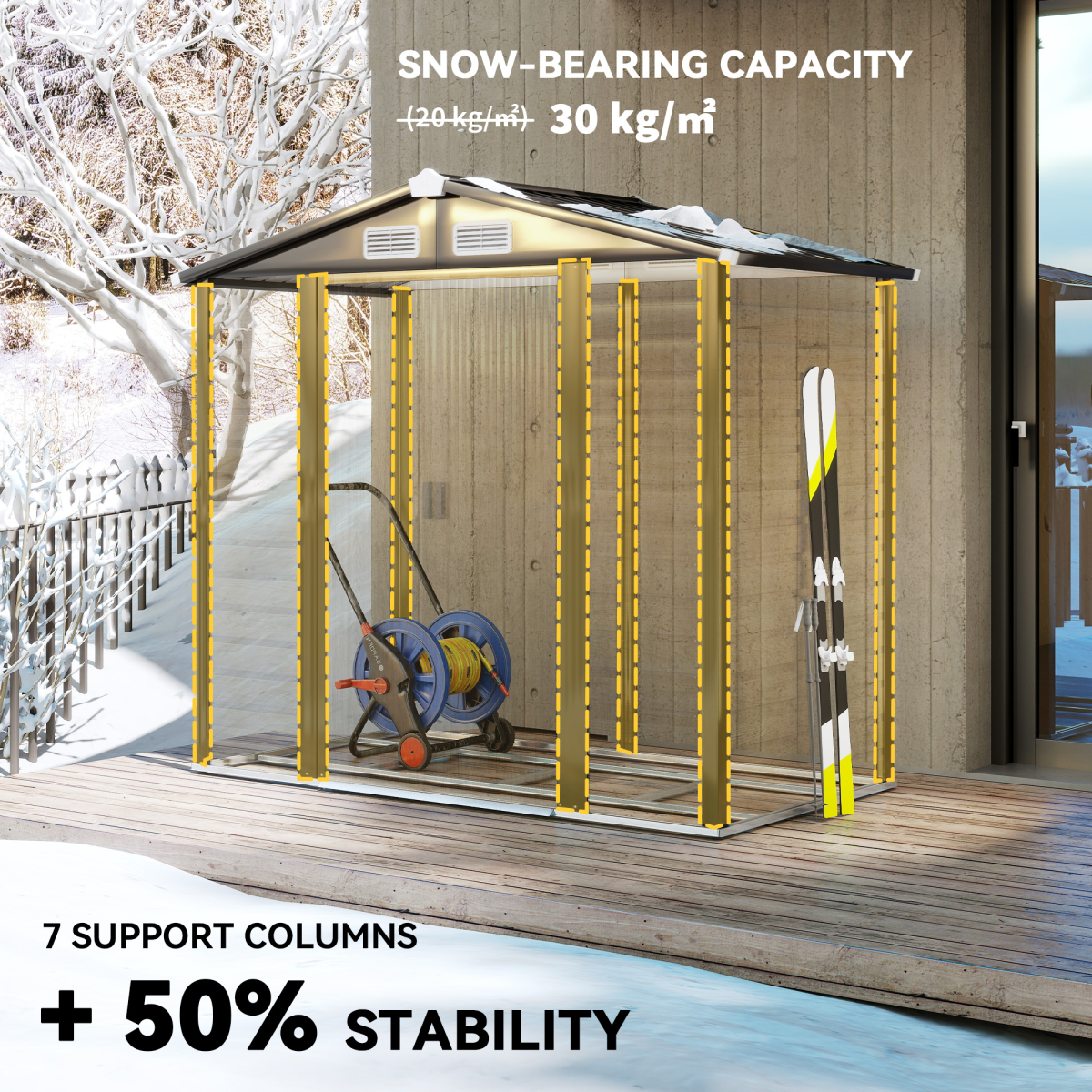 Outsunny 7 x 4ft Upgraded Metal Shed with Lock, Easy to Assemble, Natural