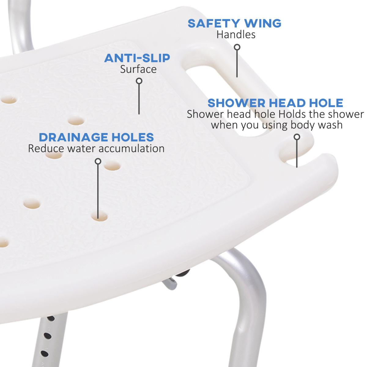 Bath Chair Shower Seat Safety Bathroom Elderly Aids Adjustable HOMCOM