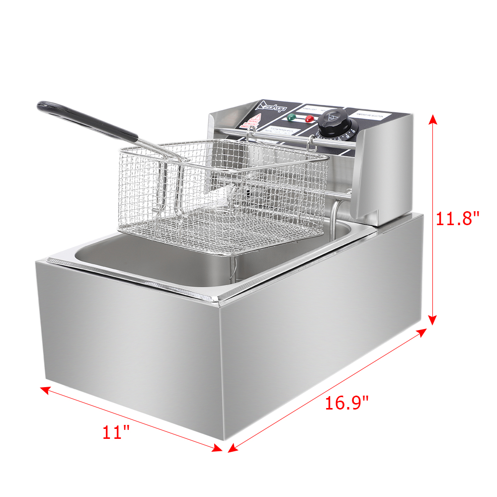[Replace old code: 96063967] EH81 2500W 220-240V 6.3QT/6L Stainless Steel Single Cylinder Electric Fryer UK Plug