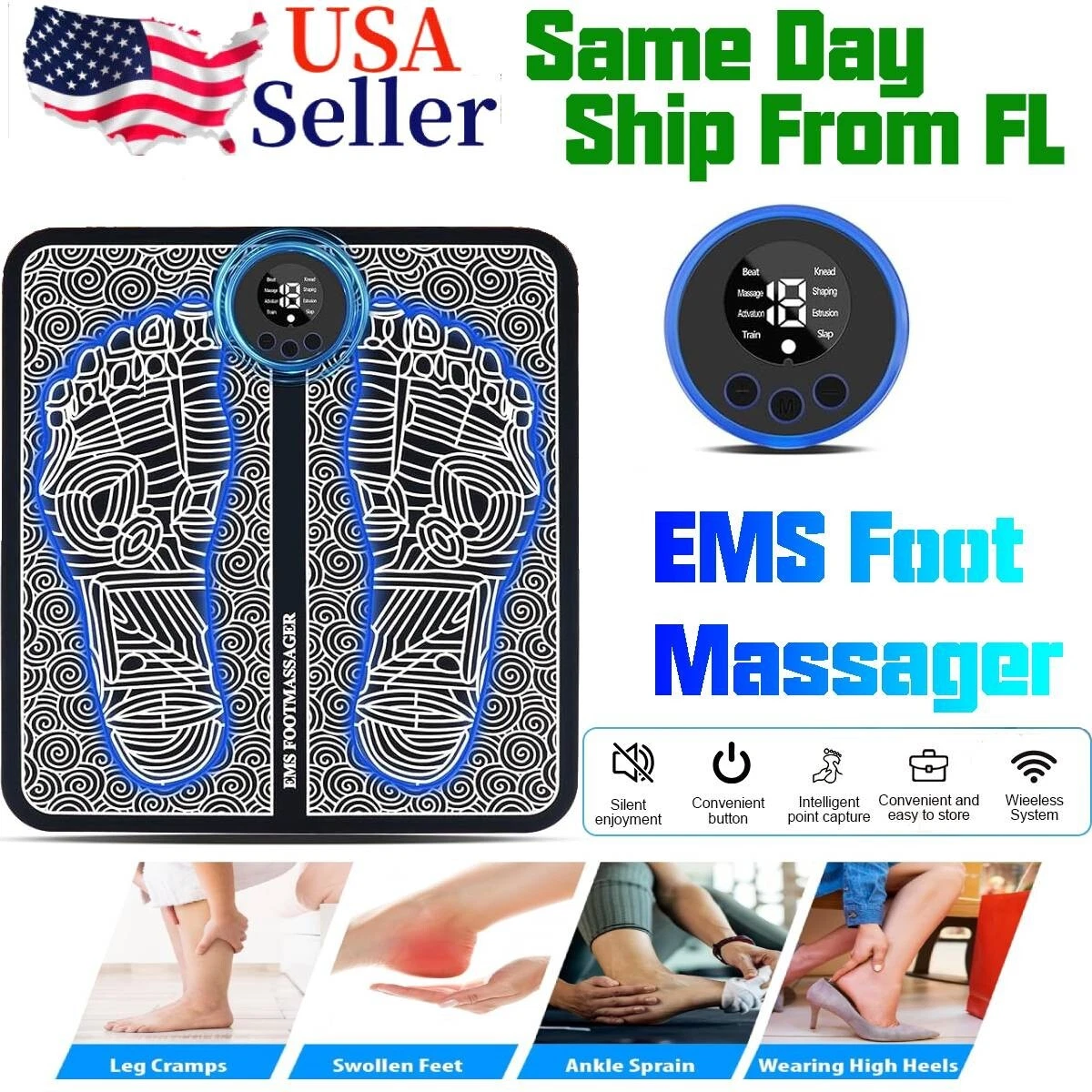 Electric Foot Massager Pad Blood Circulation Muscle Stimulator Mat 19 Levels and 8 Modes-Massage Mat (US Logistics For USPS/DHL/Fedex/UPS. No designated logistics accepted，TK/TMEU only For self-pickup）