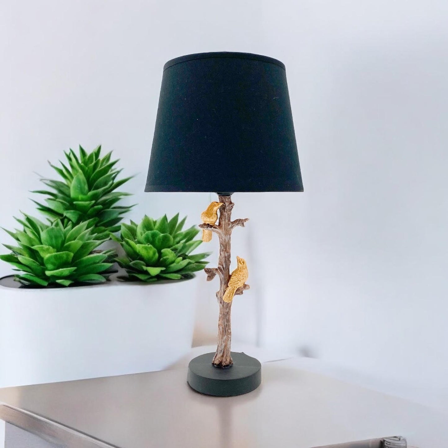 AcaciaHome Parrot Table Lamp with Drum Shade – Stylish Modern Animal-Inspired Resin Base, Decorative Lighting with Cozy Ambient Glow for Bedroom, Hallway, Living Room, or Home Décor (Table Lamp 44cm)