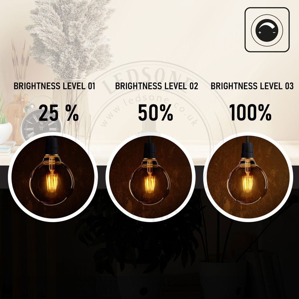 6Pack E27 LED Edison Dimmable Vintage Amber Glass Warm white 2700K Light Bulbs