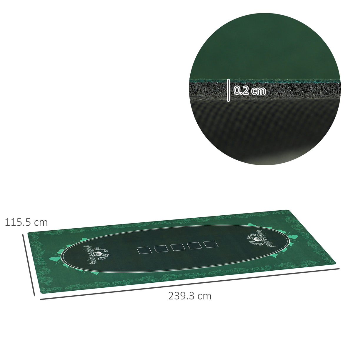 SPORTNOW Professional Poker Mat, 12-Player Water-resistant Poker Table with Felt Surface, Carry Bag, Green