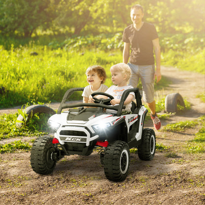 AIYAPLAY 2 Seater 24V 7AH Ride on Truck, Battery Powered Electric Ride On Car w/ Remote, Suspension, 3 Speeds, White