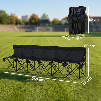 Outsunny 6 Seater Folding Camping Chair with Cup Holder & Carry Bag - Black