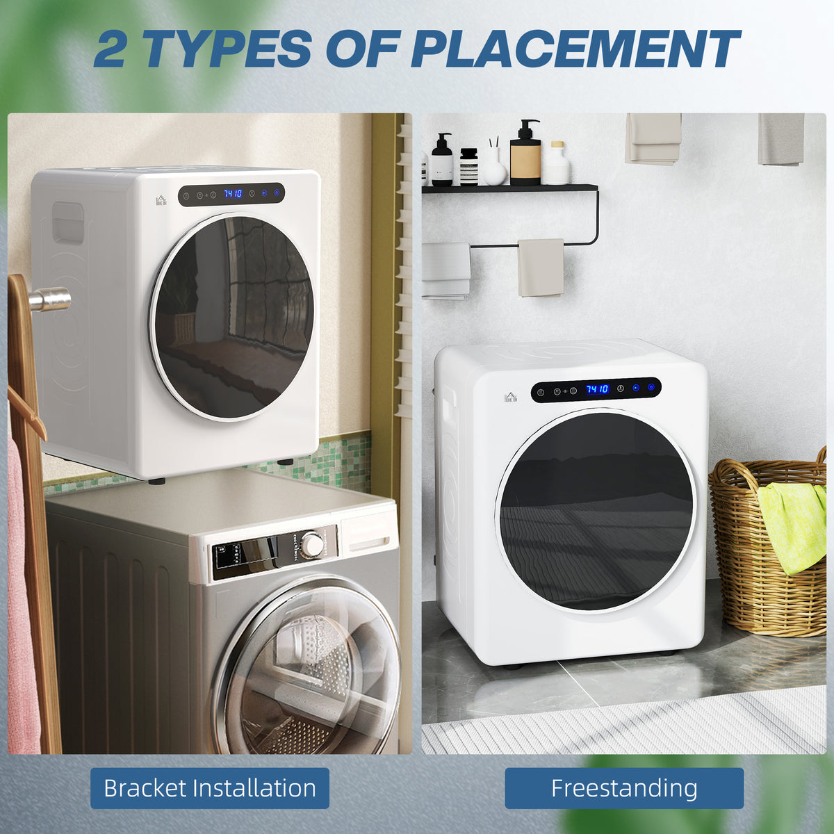 HOMCOM 4kg Compact 40-60℃  Tumble Dryer - White