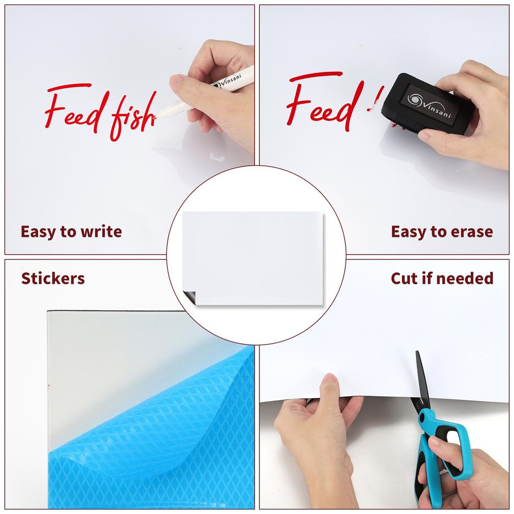 Vinsani 450x600 Whiteboard w/ 4 Markers and Eraser 0000143