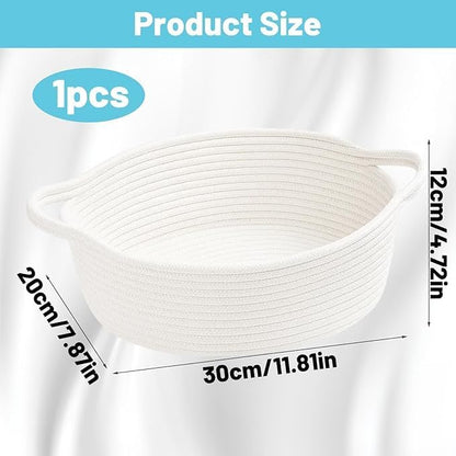 Woven Basket 30 x 20 x 12 cm, Multipurpose Storage Basket for Gifts and Organization, Small Woven Storage Basket for Bathroom and Kitchen Storage