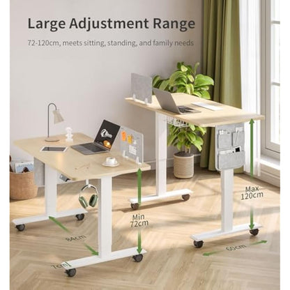 MAIDeSITe Electric Standing Desk Height Adjustable Standing Desk Sit Stand Desk Stand Up Desk with Headphone Hook 100 * 60cm Desktop for Home Office