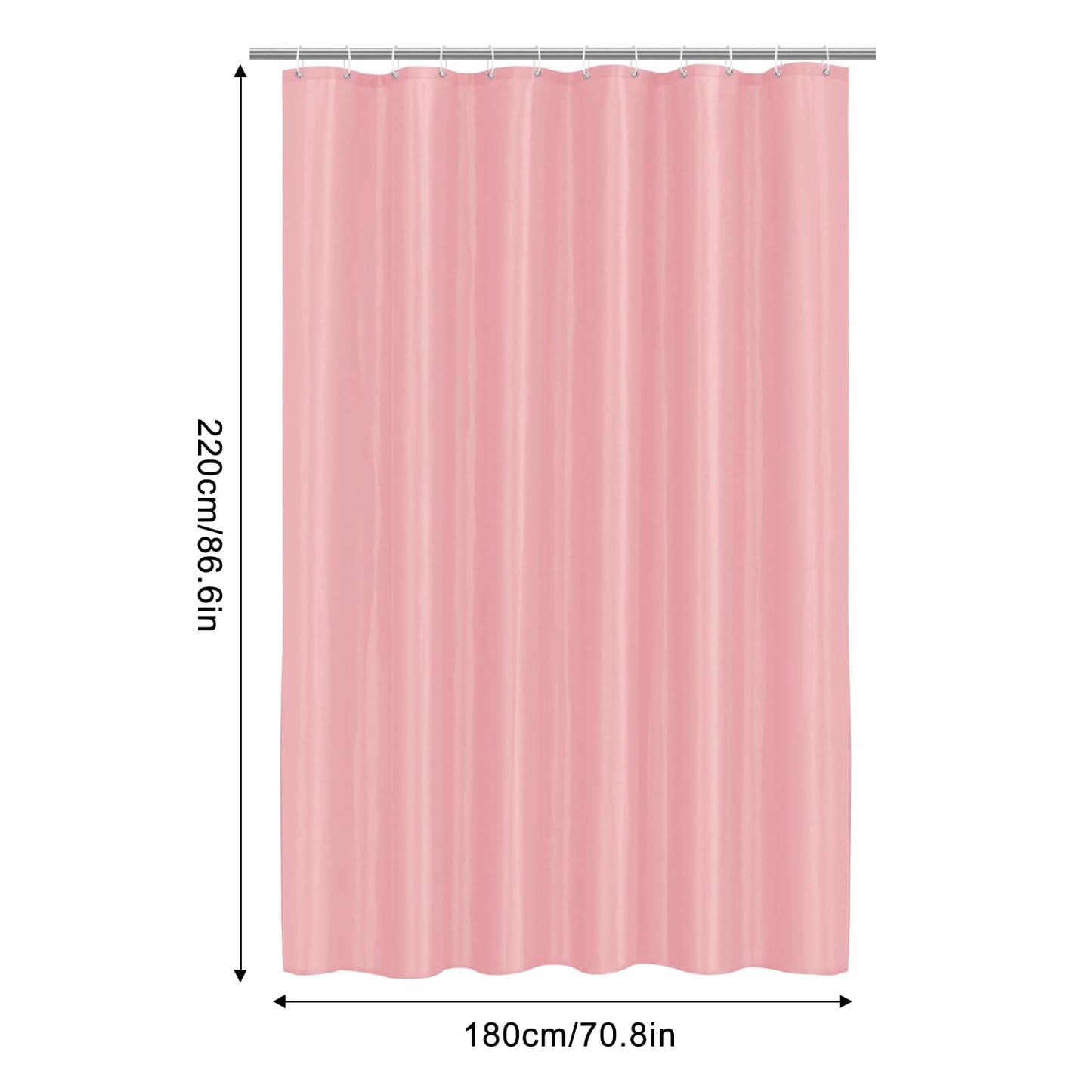 LUKDUNG 180 x 220 cm Polyester Textile Shower Curtain Anti-Mould for Bathroom, Curtain for Bathtub Shower Made of Fabric Waterproof Washable Shower