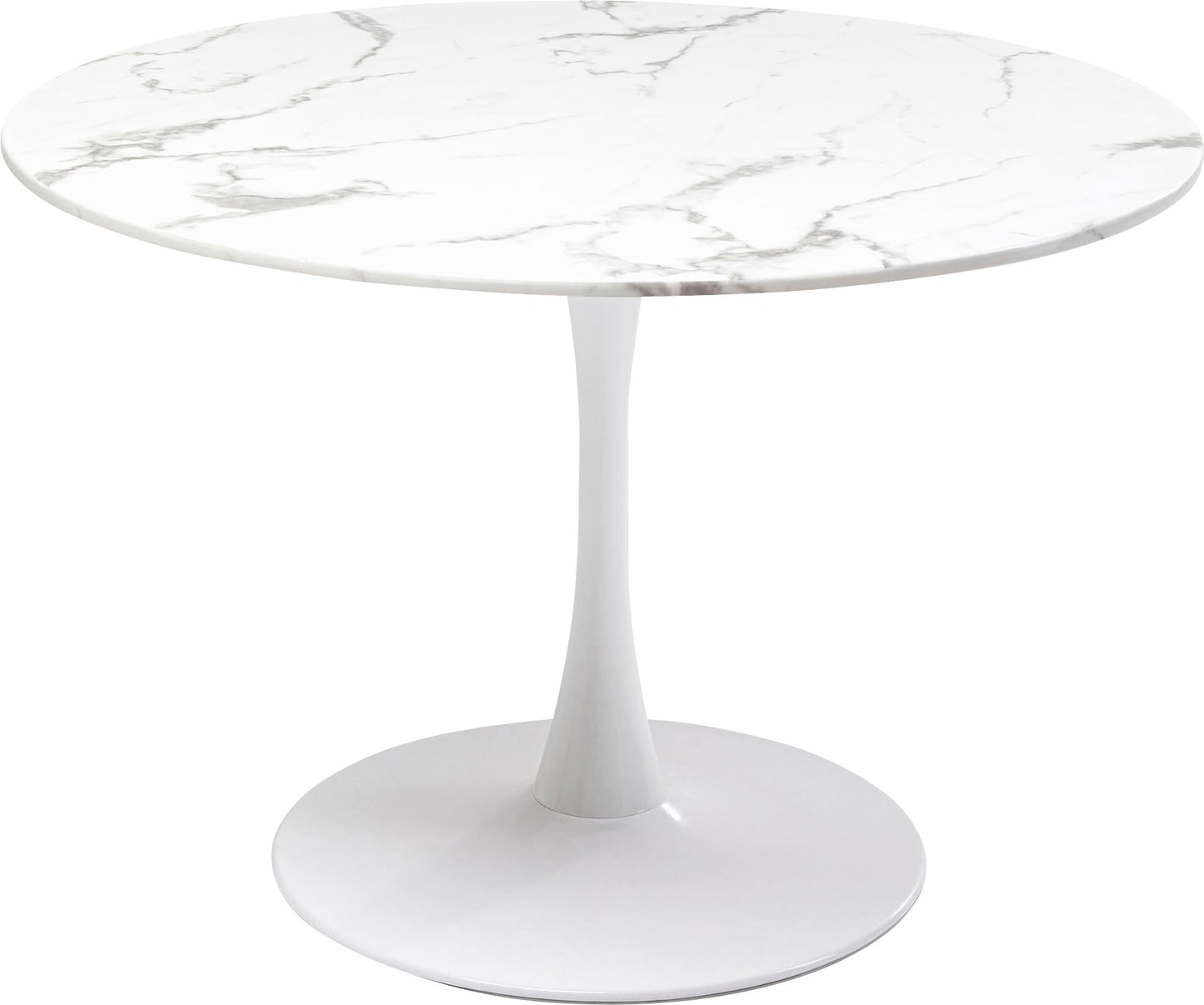 Kare Design Table Veneto Marble, White, Diameter 110cm, Modern Round Dining Table for 4-6 People, Furniture for Dining Room, Kitchen, Living Room