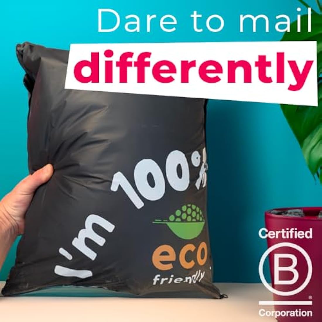Simplelifeco UK Eco Friendly Compostable Mailing Bags (Medium: 12 x 16”, Pack of 10) - Compostable Mailers - Postage Bags - Eco Friendly Packaging