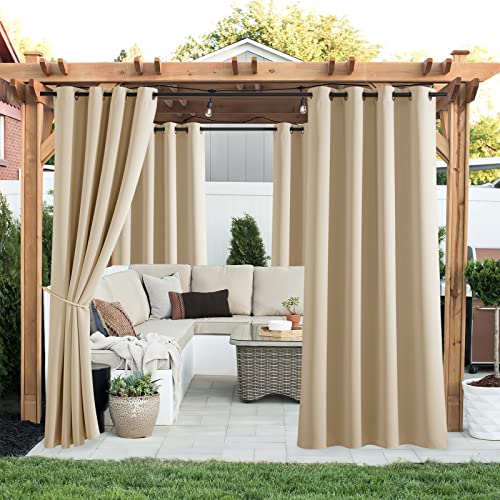 PONY DANCE Balcony Curtain, Sun Protection & Privacy Screen, Patio Curtains, Set of 2, Outdoor Curtains, Waterproof Outdoor Curtain, Weatherproof with