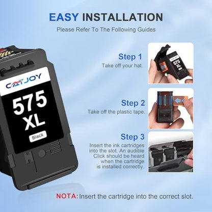 CATJOY PG-575XL CL-576XL Ink Cartridges，575XL 576XL Printer Cartridges Replacement for Canon 575 576 Ink Cartridges for Canon PIXMA TS3550i TR4750i TR4755i TS3750i TR4751i Printer (1*Black, 1*Colour)