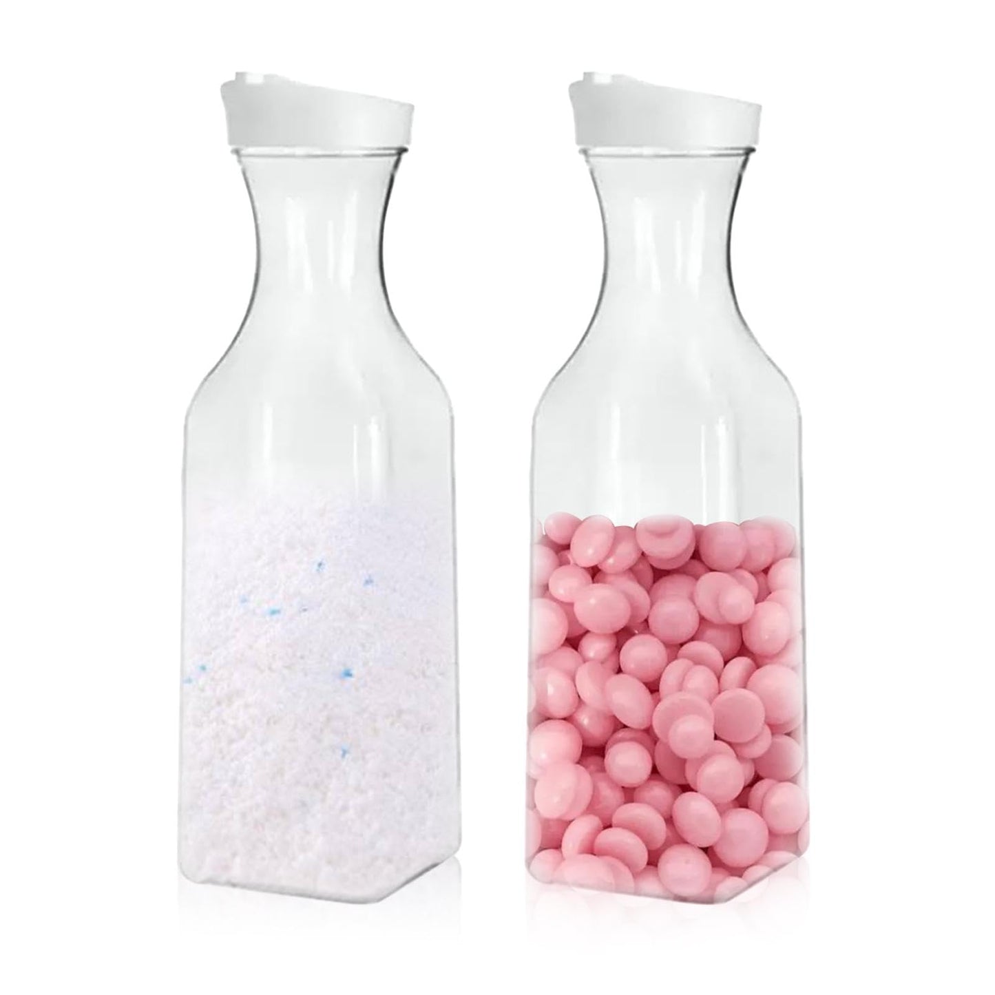 2pcs 1.5L Transparent Detergent Dispenser - Reusable Laundry Powder Storage with Durable PP for Fabric Softener