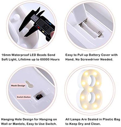 HONPHIER® LED Number Lights Marquee Decoration Light Up Numbers Night Light Lights Sign for Home Party Wedding Anniversary Decor Battery Operated (8)