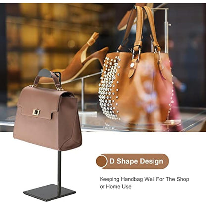 sourcing map Purse Display Stand Set 2 Pack Metal Adjustable Height Handbag Rack Single Hook Holder for Boutique Store - Black
