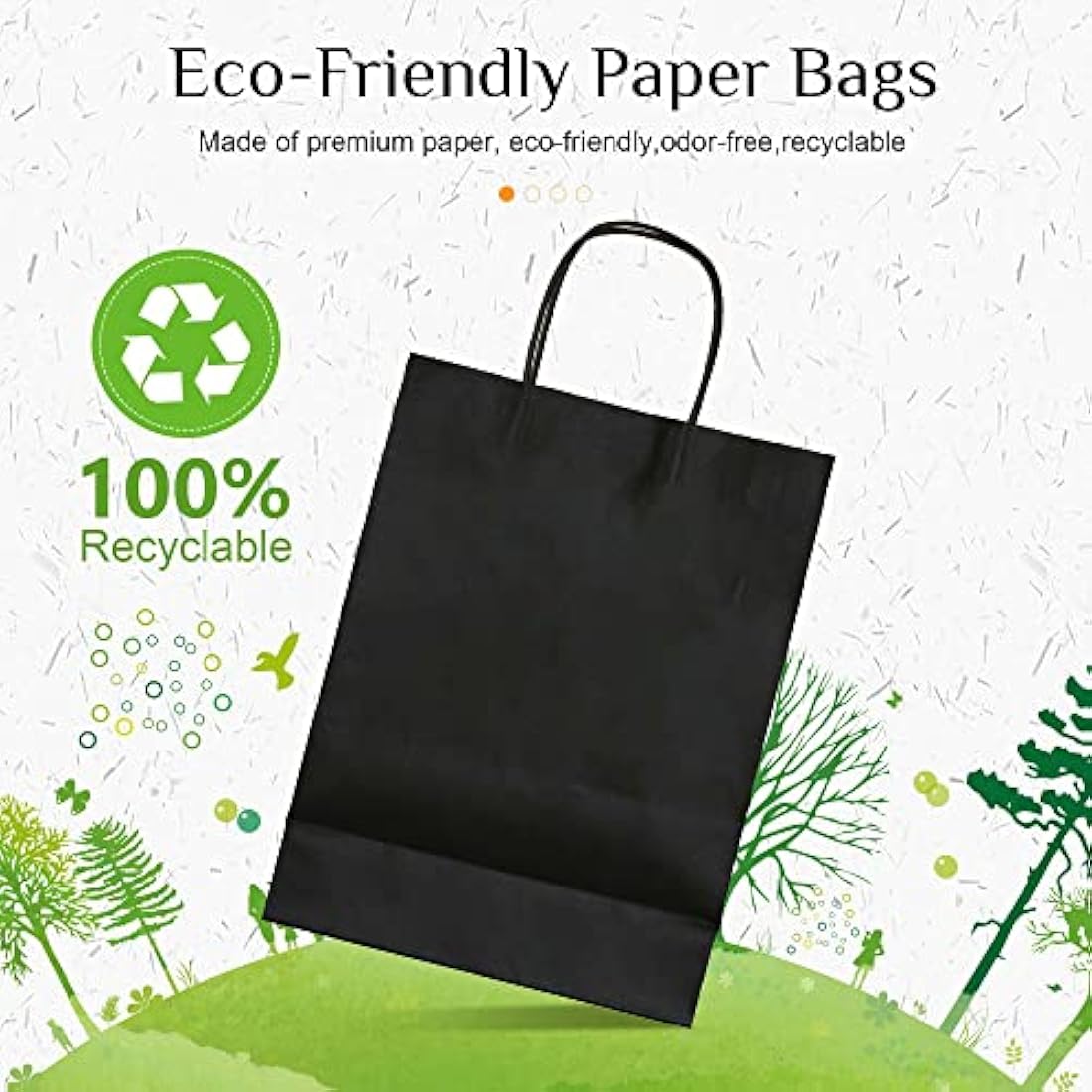 GIFTSAY Small Gift Bags with Handles Bulk 15X8X21cm 30pc Sturdy Paper Bags Black for Wedding Party Favor Bags, Grocery Shopping Bags, Retail Merchandise Bags Gift Sacks and Birthday Gift Bags