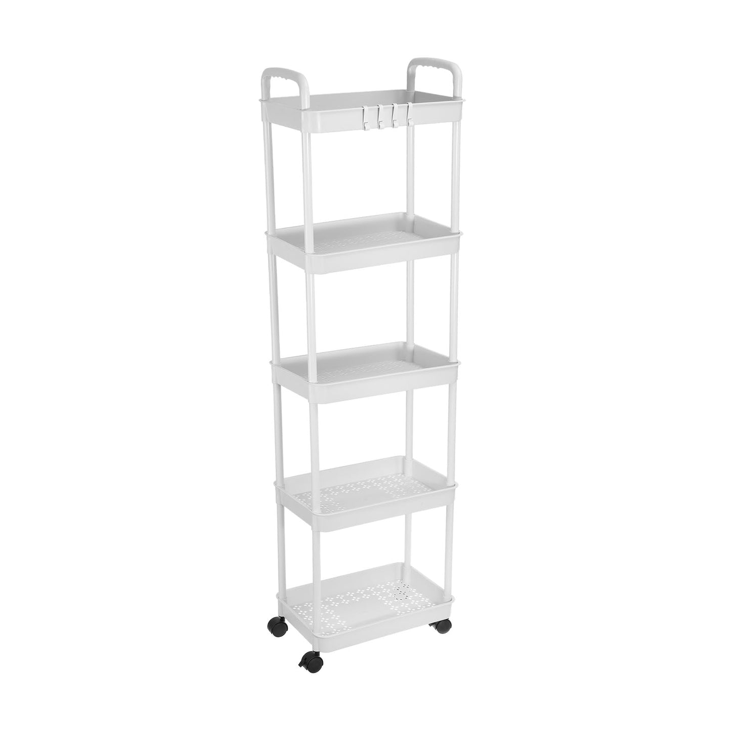 PATIKIL 5-Tier Rolling Utility Cart with Handle, Storage Shelves Organizer Cart Movable Storage Organizer with Wheels for Room Office Kitchen