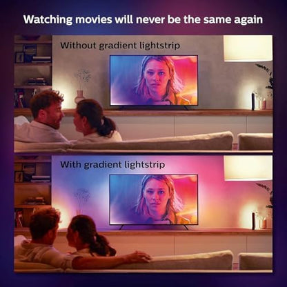 Philips Hue Gradient Lightstrip for 55 Inch TVs, Sync with Media and Gaming Smart Entertainment LED Lighting with Voice Control, Compatible with Alexa, Google Assistant (Packaging may vary)