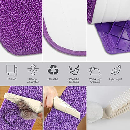 SEVENMAX Spray Mops for Cleaning Floors - Microfibre Floor Mop with 3PCS Washable Pads 550ML Refillable Bottle Kitchen Dust Dry Wet Mop for Cleaning Hardwood Laminate Wood Ceramic Tiles