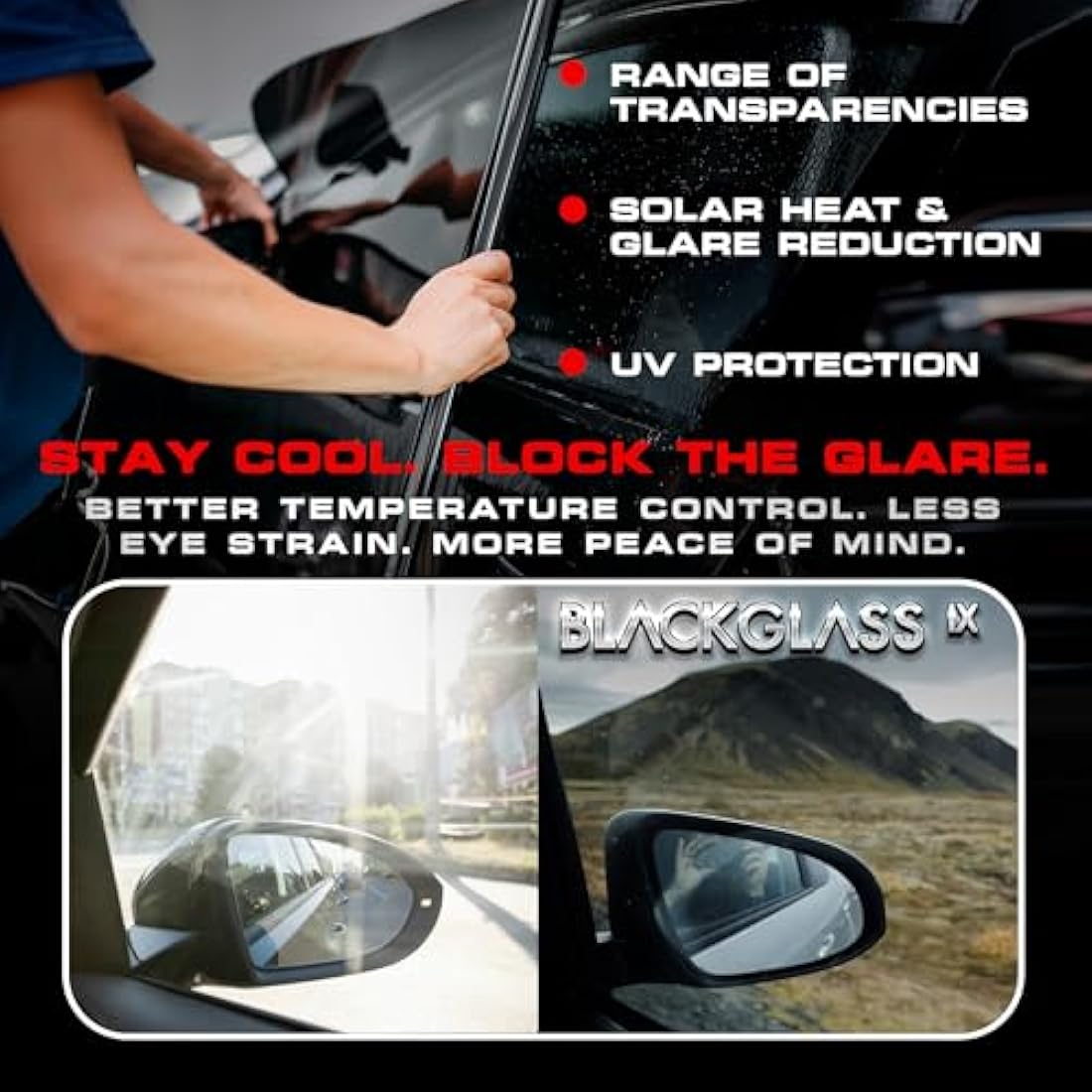 Car Window Tint BLACKGLASS IX Professional Quality Window Tinting Film for Van & Vehicles (15% VLT, 6m x 65cm, 2 Ply, Dark Smoke Tint) Solar, Glare and Privacy Film With Installation Instructions