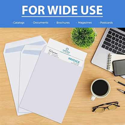 Evour A4 / C4 Self Seal White Pocket Envelopes – 229x324mm, 100 GSM, No Window – Bulk Pack for Home, Office, and Business Mailing Strong Quality Pack of 100
