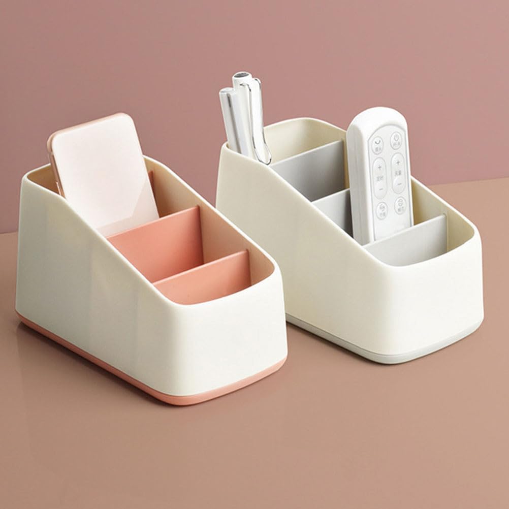 CHILDWEET Multi-Grid Remote Control Storage Box Desktop Storage Basket for Sofa Remote Control Holder Cosmetics Organizer Office Bedroom Bathroom