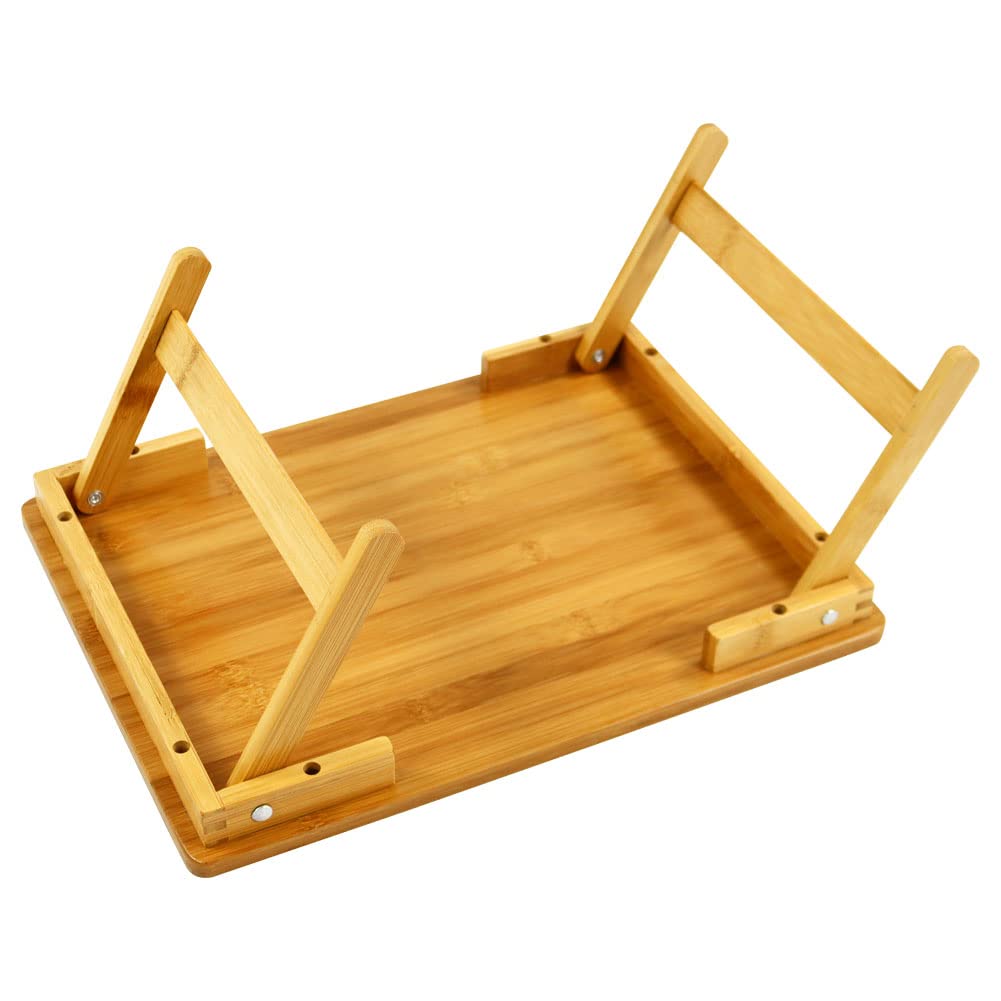 WKWKER Bamboo Laptop Bed Table Lap Desk For Bed Breakfast Bed Tray With Folding Legs Portable Bed Table For Computer Snack Writing Studio (Natural)