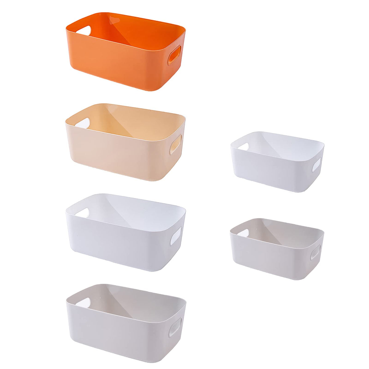 Spesh 6 pcs Plastic Storage Baskets Small Cupboard Storage Boxes with Handles Container Storage Baskets for Kitchen,Bathroom and