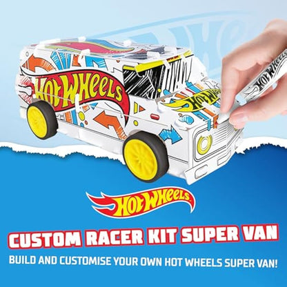 BLADEZ Hot Wheels Custom Super Van, DIY Van, Make Your Own/Build Your Own, Pull Back Vehicle for Kids, Customisable with pens and Stickers, Creative Maker Kitz Toyz