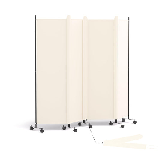 HIDODO 4 Panel Room Divider Folding Privacy Screen, Freestanding Room Partition with Lockable Wheels, Portable Wall Divider for Room Separation, 224 x