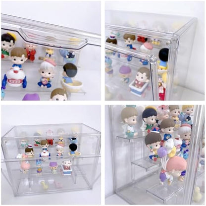 Siyecioa Display Case with 3 Ladder, Clear Acrylic Display Box with Door, Lego Display Case, Dustproof Protection Showcase for Funko Pop、Collectables、Popmart、Minifigure Figurines（36×23×27cm）