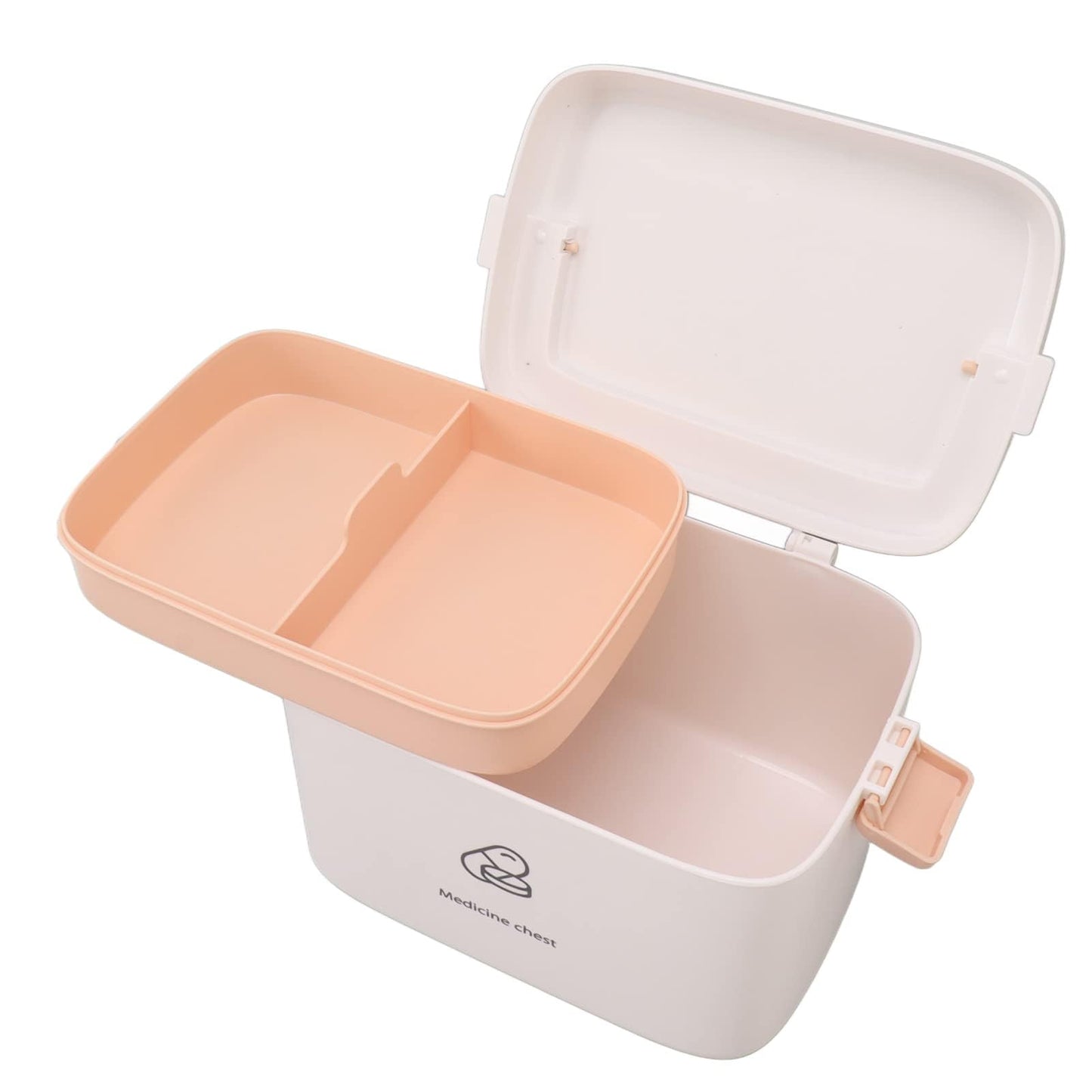 LiebeWH Medicine Box Organizer Family Large Plastic Medicine Storage Box with Removable Tray First Aid Box Emergency Medicine Container (Type B)