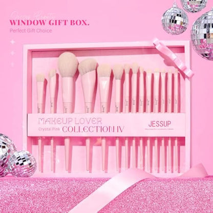 Jessup Pink Makeup Brush Gift Set Soft Vegan Hair Ideal Women's Brushes Gifts for Birthday Professional Make up Brush for Foundation Concealer Eyeshadow Highlight Brush,T495-G