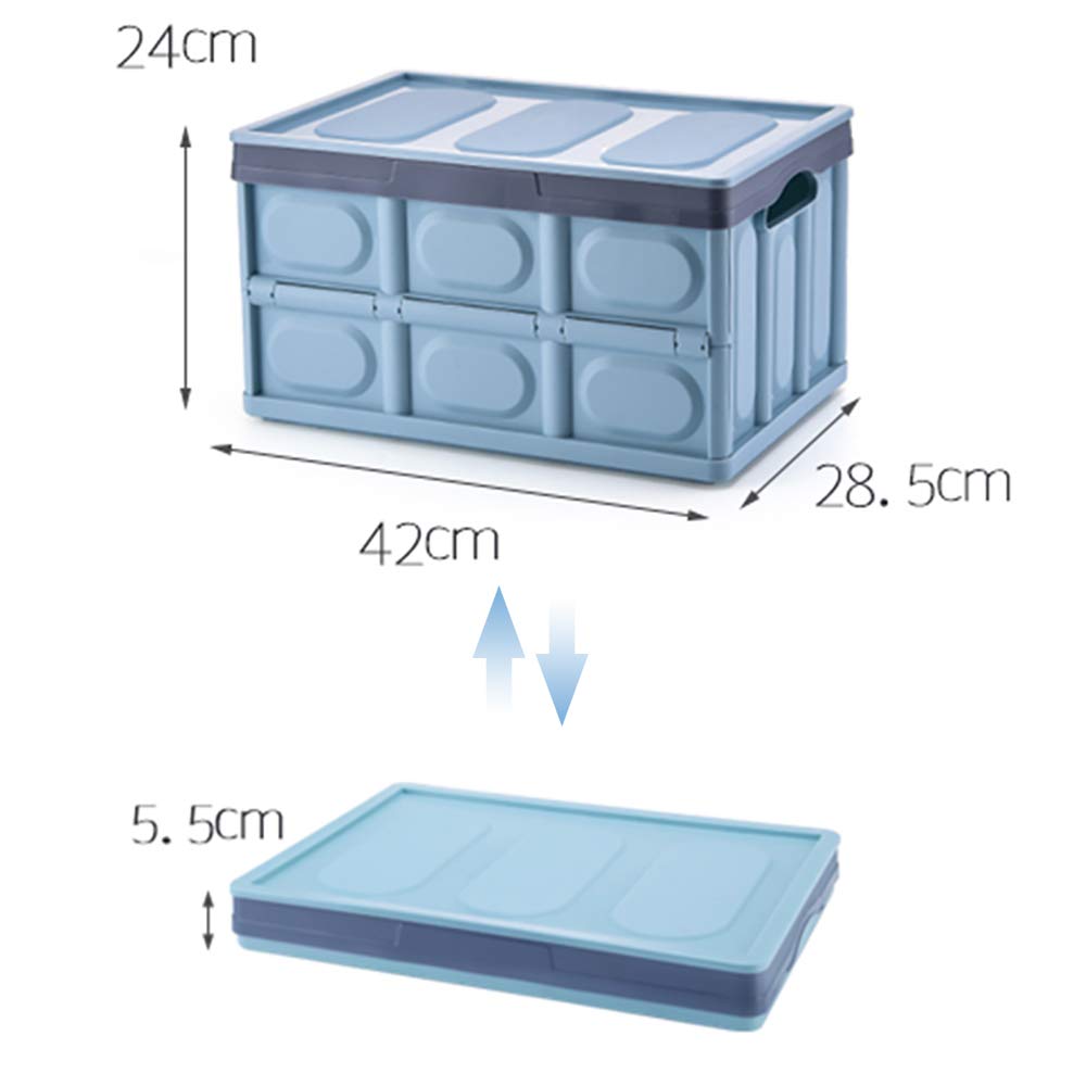 Tuevob Collapsible Storage Boxes 2 Pack 30L Lidded Plastic Tote Storage Box Container Stackable Folding Utility Crate for Clothes, Toys, Books