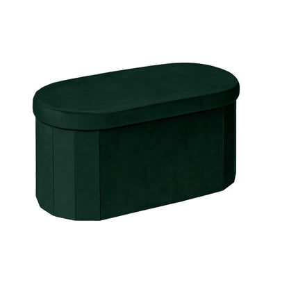 Bonlife Velvet Folding Ottoman Storage Bench, 76x38x38cm, Bottle Green