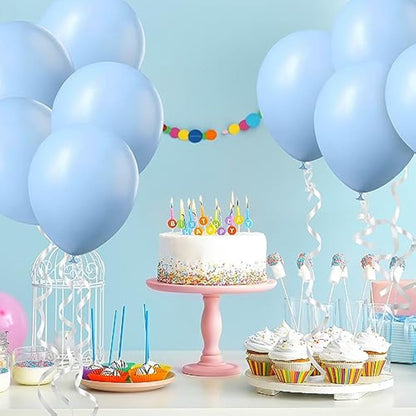 Ainiv 60 PCS Pastel Blue Balloons, 12inch Blue Latex Party Balloons, Macaron Blue Balloons for Blue Theme Party Supplies, Balloons for Birthday Party Wedding Baby Shower Decorations