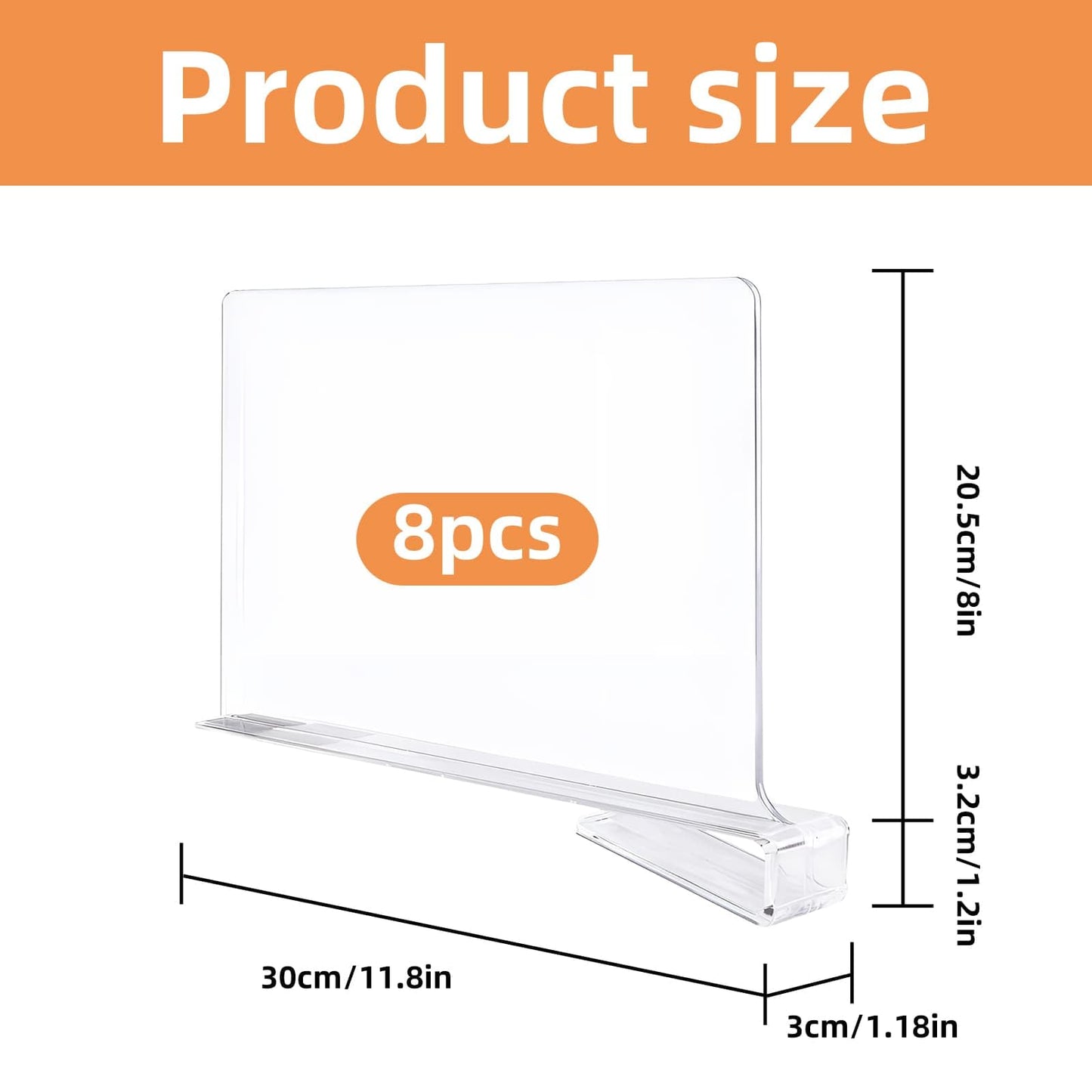 DYUEE Acrylic Shelf Dividers 8 Pack Closet Organizers and Storage Shelves
