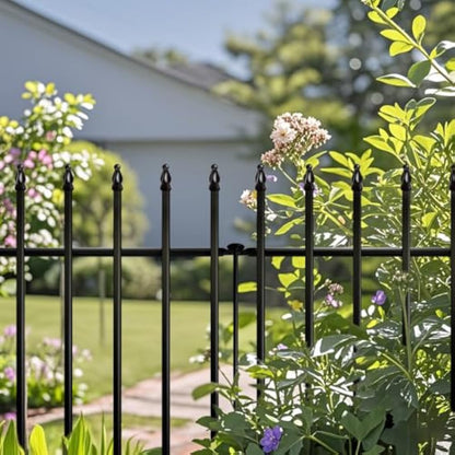 Thealyn Metal Garden Fence Decorative Fence 91cm High x 71cm Wide (5 Panels, Total Length 3.5m) No Dig Border Dog Landscape Fencing for Flower Bed, Yard, Animal Barrier, Black