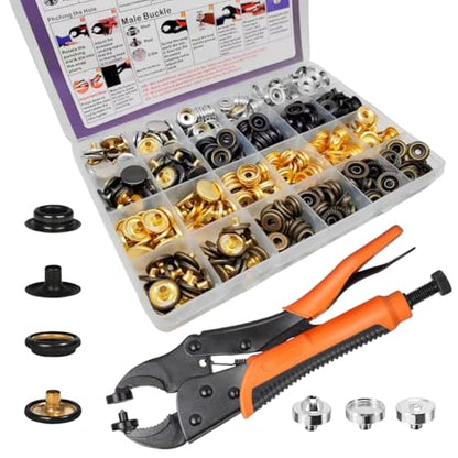 SUNAROC 100 Sets Press Studs Snap Fasteners, Poppers Fasteners 15mm Metal Snaps Canvas Snaps for Clothing Leather Boat Cover Fabric