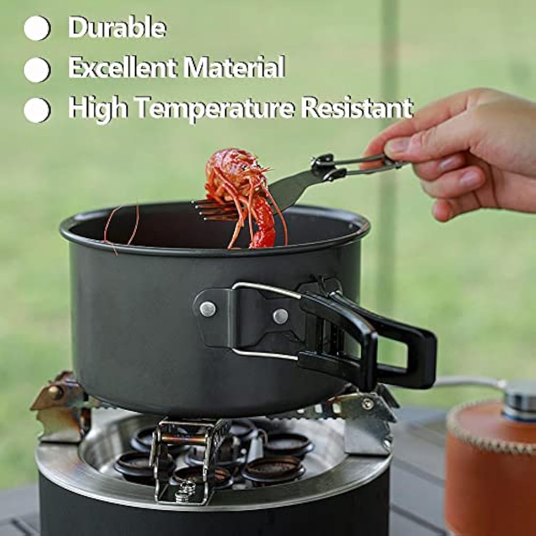 aiGear Camping Cooking Set/Cooking Mess Kit | Outdoor Camping Essentials - Pot Pan and Kettle | Portable Lightweight Aluminum | for 2-3 People to Backpacking Hiking Trekking Picnic