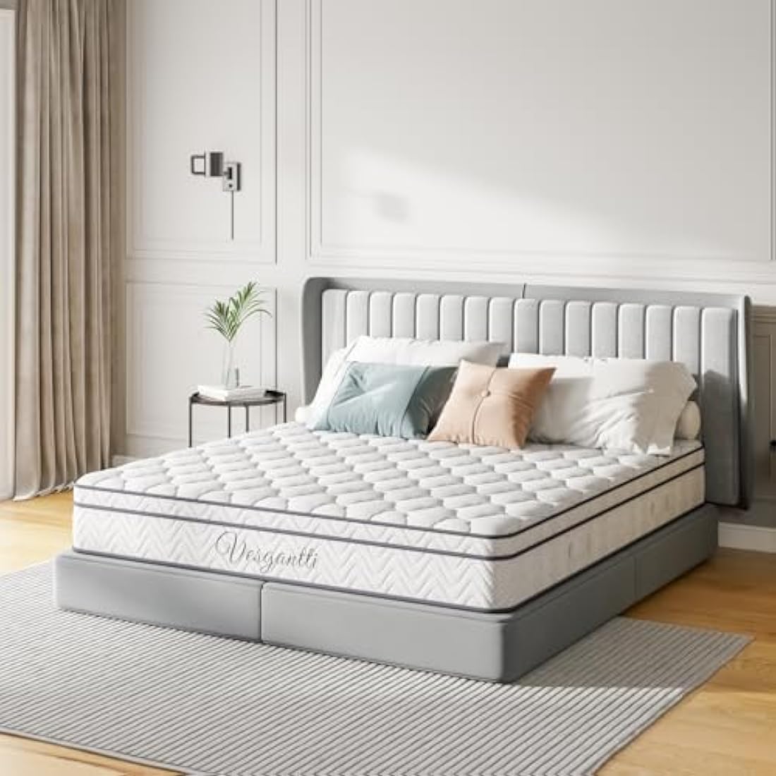 Vesgantti European Small Single Mattress 80x200cm - 10.3 Inch Hybrid Mattress with Breathable Foam and Individually Pocket Spring - Medium Firm, Classic Box Top Collection
