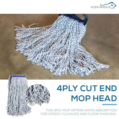 KLEEN HANDLER Cut-End Finish Mop | 3.1 cm Universal Headband for Maximum Absorption, Finishing Mop